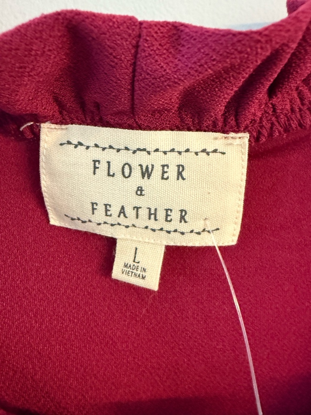 NWT Floral Street Burgundy Ruffle-Trim Short Sleeve Blouse - Picture 3 of 7